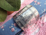 Aesthetic Movement Napkin Ring Floral Engraved English Silver Plate Shabby