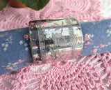 Aesthetic Movement Napkin Ring Floral Engraved English Silver Plate Shabby