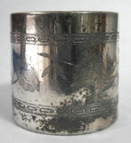 Aesthetic Movement Napkin Ring Floral Engraved English Silver Plate Shabby