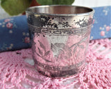 Aesthetic Movement Napkin Ring Floral Engraved English Silver Plate Shabby