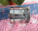 Aesthetic Movement Napkin Ring Floral Engraved English Silver Plate Shabby