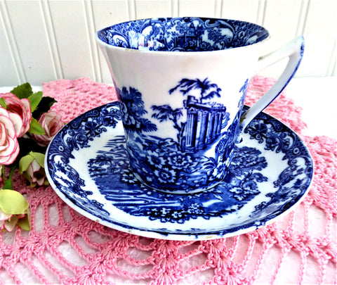 Edwardian Romantic Staffordshire Cup And Saucer Phoenix Florentine 1900 To 1915