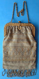 Antique Edwardian French Steel Cut Beads 1900 Beaded Purse France Art Deco Bag