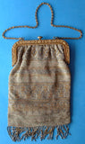 Antique Edwardian French Steel Cut Beads 1900 Beaded Purse France Art Deco Bag