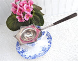 Gorham Sterling Silver Tea Strainer Ebony Handle Heavy 1890s Tea Leaf Catcher AMH