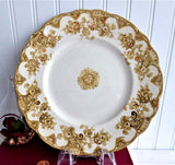 Edwardian English Ironstone Lunch Plate Golden Brown Transferware Pansies 1895-1905
