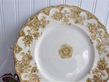 Edwardian English Ironstone Lunch Plate Golden Brown Transferware Pansies 1895-1905