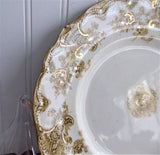 Edwardian English Ironstone Lunch Plate Golden Brown Transferware Pansies 1895-1905