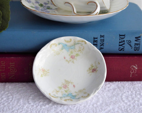 Edwardian Floral Transferware Johnson Brothers Butter Pat 1900-1913 Hand Colored