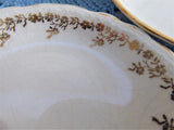 Butter Pats 3 Gold Leaf Floral border Homer Laughlin Tea Bag Caddies Small Plates