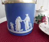 Biscuit Jar Dark Blue Jasperware Dip Wedgwood 1900 Peace Ceres Cookie Jar