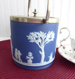 Biscuit Jar Dark Blue Jasperware Dip Wedgwood 1900 Peace Ceres Cookie Jar