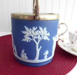 Biscuit Jar Dark Blue Jasperware Dip Wedgwood 1900 Peace Ceres Cookie Jar