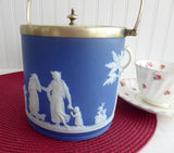 Biscuit Jar Dark Blue Jasperware Dip Wedgwood 1900 Peace Ceres Cookie Jar