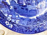 Wedgwood Ferrara Plate Blue Blue Transferware 1900 Ships Floral Border 9 Inch