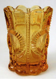 Antique Amber Glass Toothpick Holder Columbia Pattern by Flint Glass 1899-1904