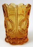 Antique Amber Glass Toothpick Holder Columbia Pattern by Flint Glass 1899-1904