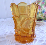 Antique Amber Glass Toothpick Holder Columbia Pattern by Flint Glass 1899-1904