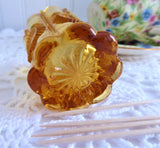 Antique Amber Glass Toothpick Holder Columbia Pattern by Flint Glass 1899-1904