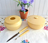 Set Of 4 Antique Celluloid Vanity Items Powder Box Hair Receiver Nail Tools 1900