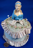 Edwardian Chalk Half Doll Pincushion Germany With Pins Silk Hand Painted 1900-1910