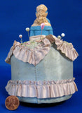 Edwardian Chalk Half Doll Pincushion Germany With Pins Silk Hand Painted 1900-1910