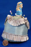 Edwardian Chalk Half Doll Pincushion Germany With Pins Silk Hand Painted 1900-1910