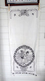 German Embroidered Black Work Tea Towel Over Towel Hand Made 1910