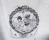 German Embroidered Black Work Tea Towel Over Towel Hand Made 1910