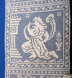 Antique Filet Lace Insertion Panel 2 Motifs 7 Squares Antique 1910s White Edwardian