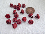 Victorian Lipstick Red Shoe Buttons 17 Red Painted Glove Buttons Pin Shank 1900