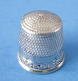 Edwardian Thimble Sterling Silver Victorian Floral Band Size 9 USA 1900 Sewing Notion