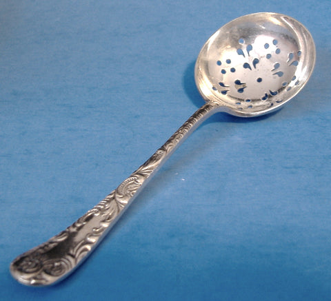 Edwardian Sugar Sifting Spoon English Fancy Design Sifter 1900 Paisley Holes EPNS