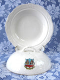 Covered Muffin Dish Butter Cheese 1904 Arcadian Petworth White Ironstone Souvenir