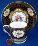 Fancy Edwardian Cup and Saucer Cabinet Crown Staffordshire England Floral Gold