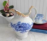 Blue Transferware Jug Pitcher English Edwardian Iona Wedgwood 1908 Ironstone