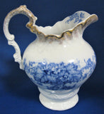 Blue Transferware Jug Pitcher English Edwardian Iona Wedgwood 1908 Ironstone