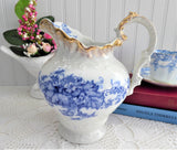 Blue Transferware Jug Pitcher English Edwardian Iona Wedgwood 1908 Ironstone