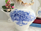 Blue Transferware Jug Pitcher English Edwardian Iona Wedgwood 1908 Ironstone