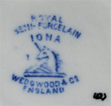Blue Transferware Jug Pitcher English Edwardian Iona Wedgwood 1908 Ironstone