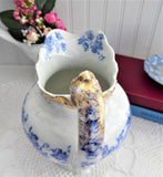Blue Transferware Jug Pitcher English Edwardian Iona Wedgwood 1908 Ironstone