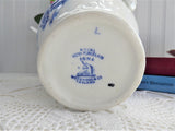 Blue Transferware Jug Pitcher English Edwardian Iona Wedgwood 1908 Ironstone