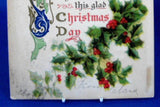 Postcard Blessings Bright Christmas Day Illuminated Manuscript 1909 Mass USA