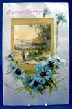 Postcard Christmas Greetings Gold Silver Vignette Cornflowers New Hampshire 1909