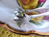 Sugar Tongs English Sterling Silver Edwardian Feather Claw Thistles W S Savage 1909