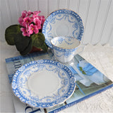 Edwardian Blue Transferware Cup And Saucer Plate 1904 Teacup Trio Swags