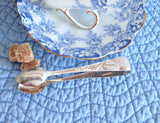 Floral Edwardian English Sugar Tongs Spoon Ends 1910s EPNS Silver Plated