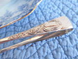Floral Edwardian English Sugar Tongs Spoon Ends 1910s EPNS Silver Plated