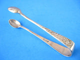 Edwardian English Sugar Tongs Spoon Ends 1900-1910 Fancy Feather Sides