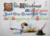 Postcard Christmas Wish 1910 Poem Embossed Snow Scene BB London Vintage Ephemera